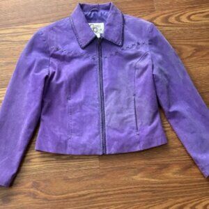 Vintage Cripple Creek Wester Raw Leather Cross Stitch Leather Details Cropped L